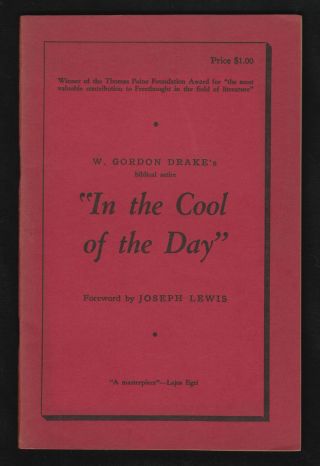Signed Book W Gordon Drake In The Cool Of The Day Play Freethought Philosophy