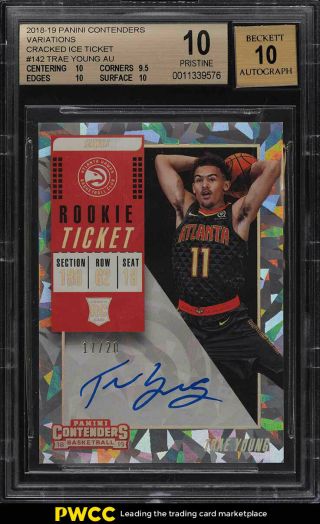 2018 Panini Contenders Variations Cracked Ice Trae Young Rc Auto /20 Bgs 10 Pwcc