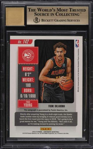 2018 Panini Contenders Variations Cracked Ice Trae Young RC AUTO /20 BGS 10 PWCC 2