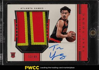 2018 National Treasures Trae Young Rookie Rc Auto 4 - Color Patch /49 103 (pwcc)