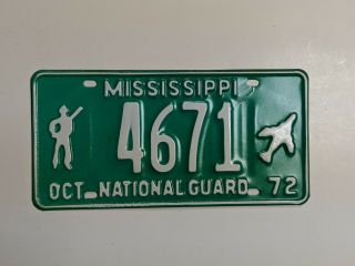 1972 Mississippi National Guard License Plate