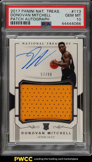 2017 National Treasures Donovan Mitchell Rookie Rc Auto Patch /99 Psa 10 (pwcc)