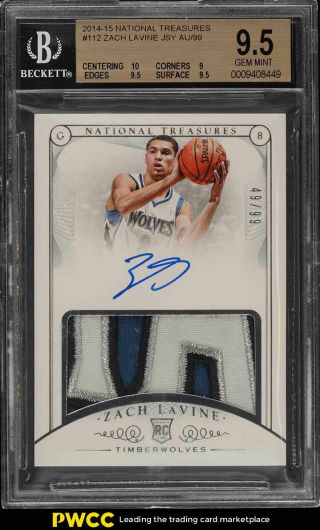 2014 National Treasures Zach Lavine Rookie Rc Auto Patch /99 112 Bgs 9.  5 (pwcc)