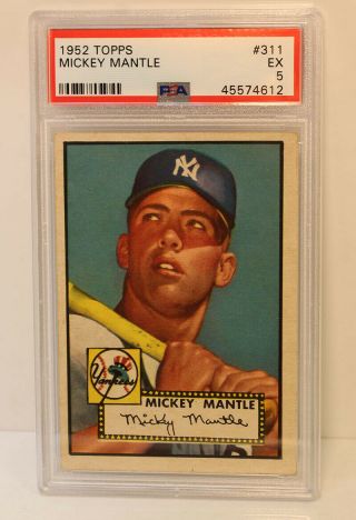1952 Topps Mickey Mantle 311 Psa 5 Graded Baseball Card