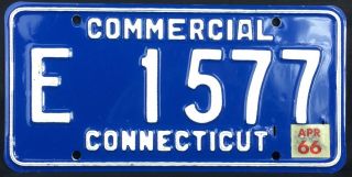 Connecticut 1966 Commercial Truck License Plate E 1577 - Natural Sticker