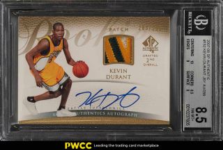 2007 Sp Authentic Kevin Durant Rookie Rc Auto Patch /299 152 Bgs 8.  5 (pwcc)