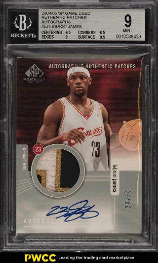 2004 - 05 Sp Game Authentic Lebron James Auto Patch /50 Lj Bgs 9 (pwcc)