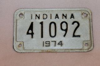 Vintage 1974 Indiana Motorcycle License Plate - Tag 41092