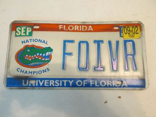 Vintage 2002 Uf University Florida Gator Metal License Plate National Champions