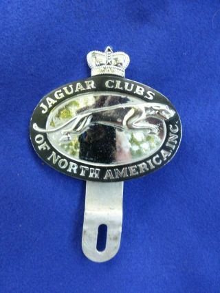 Jaguar Clubs Of North America License Plate Topper Grill Badge Emblem W/ Bracket