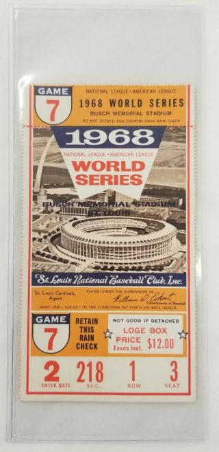 1968 World Series Game 7 Ticket Stub Detroit Tigers 3rd Ws Title Lolich Mvp
