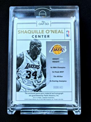 2014 - 15 Panini Eminence Basketball Shaquille O ' Neal Auto Patch Blue 1/1 2
