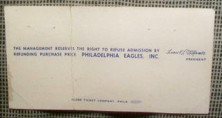 1960 NFL CHAMPIONSHIP PRE BOWL TICKET STUB EAGLES TAKE PACKERS 17 - 13 2
