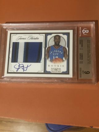 James Harden 2009/10 National Treasures Rc Auto 3 Color Patch /99 Bgs 9/10