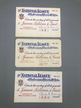 1977 1980 1981 National League Professional Baseball Ticket Pass Authentic
