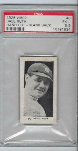 1928 W502 6 - Babe Ruth Psa - 5.  5 Ex,