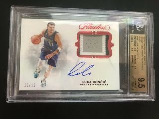 2018 - 19 Luka Doncic Panini Flawless /15 3 Color Rpa Auto Gem Graded 9.  5 Rc