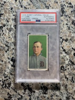 1909 - 1911 T206 Ty Cobb Portrait Green Sweet Caporal Psa Authentic Eye Appeal