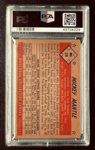 1953 BOWMAN COLOR MICKEY MANTLE 59 PSA EX - MT 6 NICEST ON EBAY MERRY XMAS 2