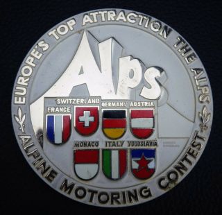 1960s European Alps Alpine Motoring Contest Motorcycle Silver Medallion