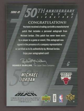 2007 - 08 UD Black 50th Anniversary Michael Jordan NBA Logoman Patch AUTO /50 2