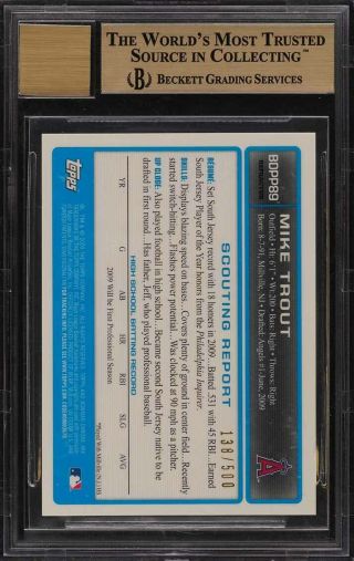 2009 Bowman Chrome Refractor Mike Trout ROOKIE RC AUTO /500 BGS 9.  5 GEM (PWCC) 2