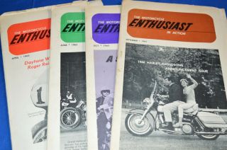 The Motorcycle Enthusiast Action 1965 Panhead April June July September Issues