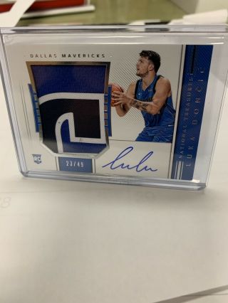 2018 - 19 National Treasures Luka Doncic Horizontal Rpa Rookie Patch Auto 23/49