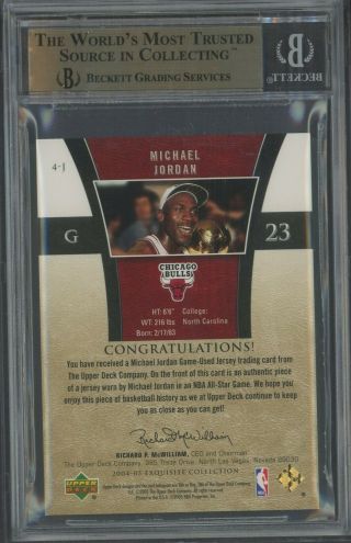 2004 - 05 UD Exquisite Gold Michael Jordan All Star Game Jersey /25 BGS 9.  5 POP 1 2