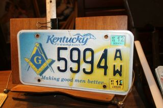 2012 Kentucky License Plate Freemason Masonic Making Good Men Better 5994aw