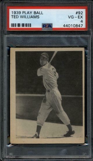 1939 Play Ball 92 Ted Williams Rc Psa 4 Vg - Ex Red Sox