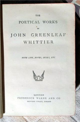 Fore - Edge painting.  POETICAL OF JOHN GREENLEAF WHITTIER.  Decorative leathe 3
