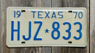 1970 Texas " Passenger " License Plate  In Photo