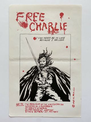 1983 Raymond Pettibon Charles Manson Sst Lithograph Poster Print Black Flag