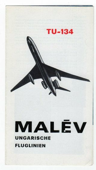 Malev Hingarian Airlines Tu - 134 Brochure