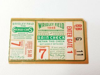 1945 Detroit Tigers Vs.  Chicago Cubs Game 7 World Series Ticket Stub