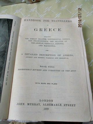 HANDBOOK For TRAVELERS In GREECE,  1900,  Greek - English Vocabulary,  MAPS,  Illustrated 2