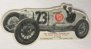1931 Bowes Seal Fast Special Lou Schneider Indy 500 Winner Blotter