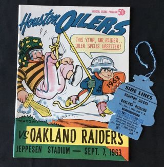 October 5 1963 Afl Program Oakland Raiders At Houston Oilers Ex