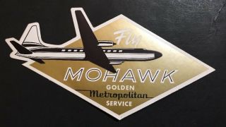 Vintage Mid Century 1960s Mohawk Airlines Plane Sticket Ad Golden Metropolitan