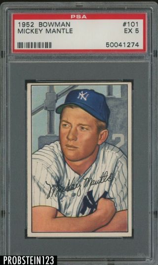 1952 Bowman 101 Mickey Mantle York Yankees Hof Psa 5 Ex " Sharp "