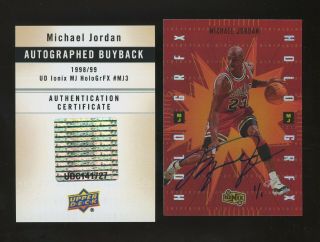 1998 - 99 Ud Ionix Hologrfx Buyback Michael Jordan Bulls Signed Auto 1/1 Uda