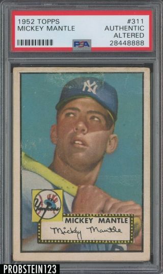 1952 Topps 311 Mickey Mantle York Yankees Rc Rookie Hof Psa Authentic