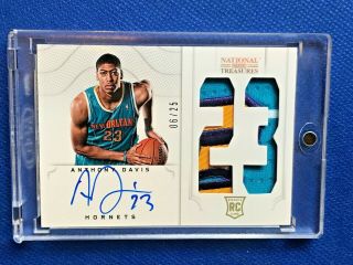 2012 - 13 National Treasures Anthony Davis 4clr Logo Patch Rpa Rookie Rc Auto /25