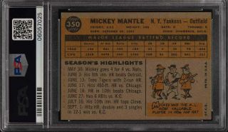 1960 Topps Mickey Mantle 350 PSA 8 NM - MT (PWCC) 2