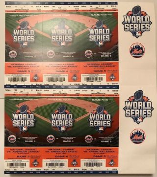 2015 York Mets World Series 2 Ticket Stub Strips Games 3 - 5 Kc Royals