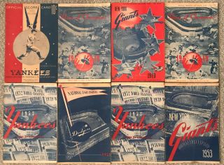 8 Vintage Baseball Programs 1943 1949 1953 York Yankees Giants Dodgers