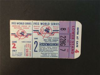 1955 World Series Ticket Stub York Yankees Game 2