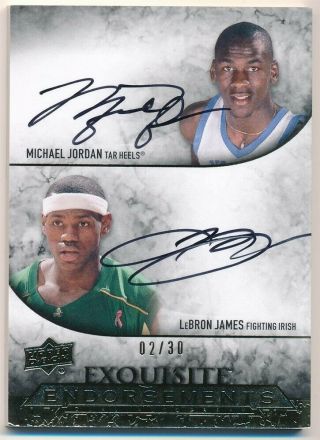 Michael Jordan Lebron James 2012/13 Ud Exquisite Dual Autograph Sp Auto 02/30