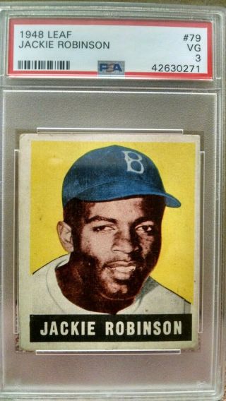 1948 Leaf Jackie Robinson Rookie 79 Fresh Grade Psa Vg 3 Brooklyn Dodgers Hof